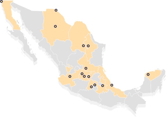 Mapa Solvent Pisos Industriales en México - Super Solventes de México